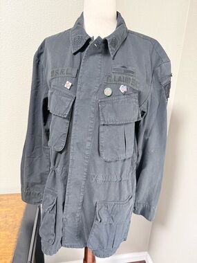 Polo Ralph Lauren Youth Women’s Sz XS Washed Black Utility Army Jacket NWT